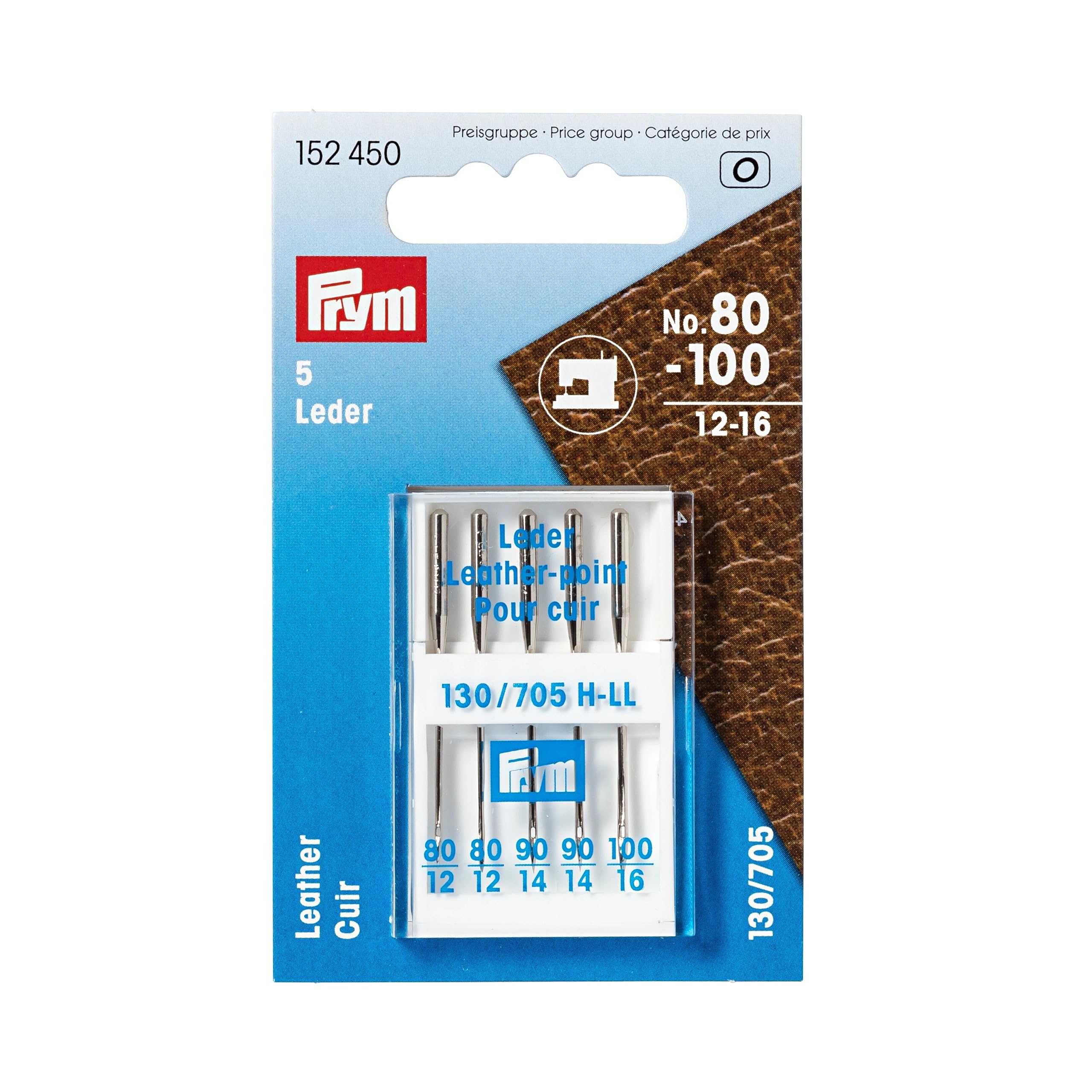 Prym - Leather No. 80-100 Sewing Machine Needles - 1 Unit