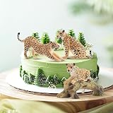 toymany 7PCS Leopard Family Figurines Cubs Tree Trunk Realistic Jungle Animals view 9