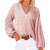 BTFBM Blouses for Women Dressy Casual Floral Summer Boho Tops V Neck Lightweight Long Sleeve Shirts Spring Clothes 2026