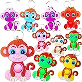 Roaqua 24 Packs Mini Backpack Pop Fidget Bubble Toys, Bulk Monkey Animal Classroom Students Prizes Birthday Party Favors Gifts