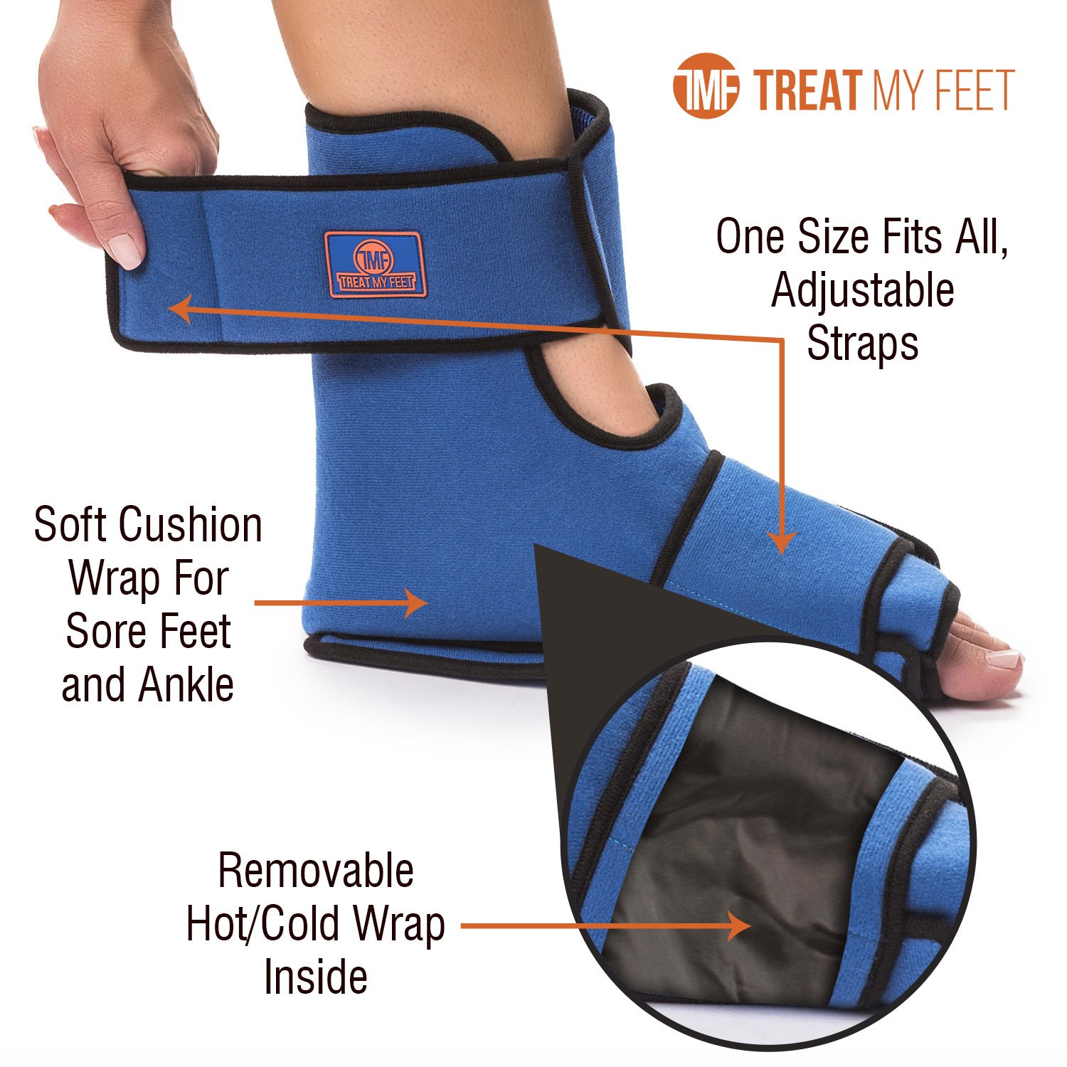 Foot & Ankle Pain Relief Hot/Cold Boot Foot Wrap - Effectively relieve foot and ankle aches & PAINS using compression gel wrap - Heated or Cooled, Extra Ice Pack Targets All Areas - FDA Registered