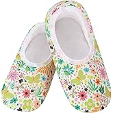 Snoozies Skinnies Butterflies Bees slipper socks for Women Sherpa Lining Soft Non Slip and Foldable