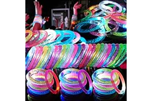 OLUPP 120 Pack LED Light Up Bracelets, Glow in the Dark Party Supplies, 6 Color Glow Bracelets, Rave Party Favors for Kids/Adults Birthday, Concert,Goodie Bag Fillers, New Year
