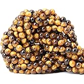 CHEAVIAN 60PCS 6mm Natural Yellow Tiger Eye Stone Gemstone Round Loose Beads for Jewelry Making DIY Findings 1 Strand 15"