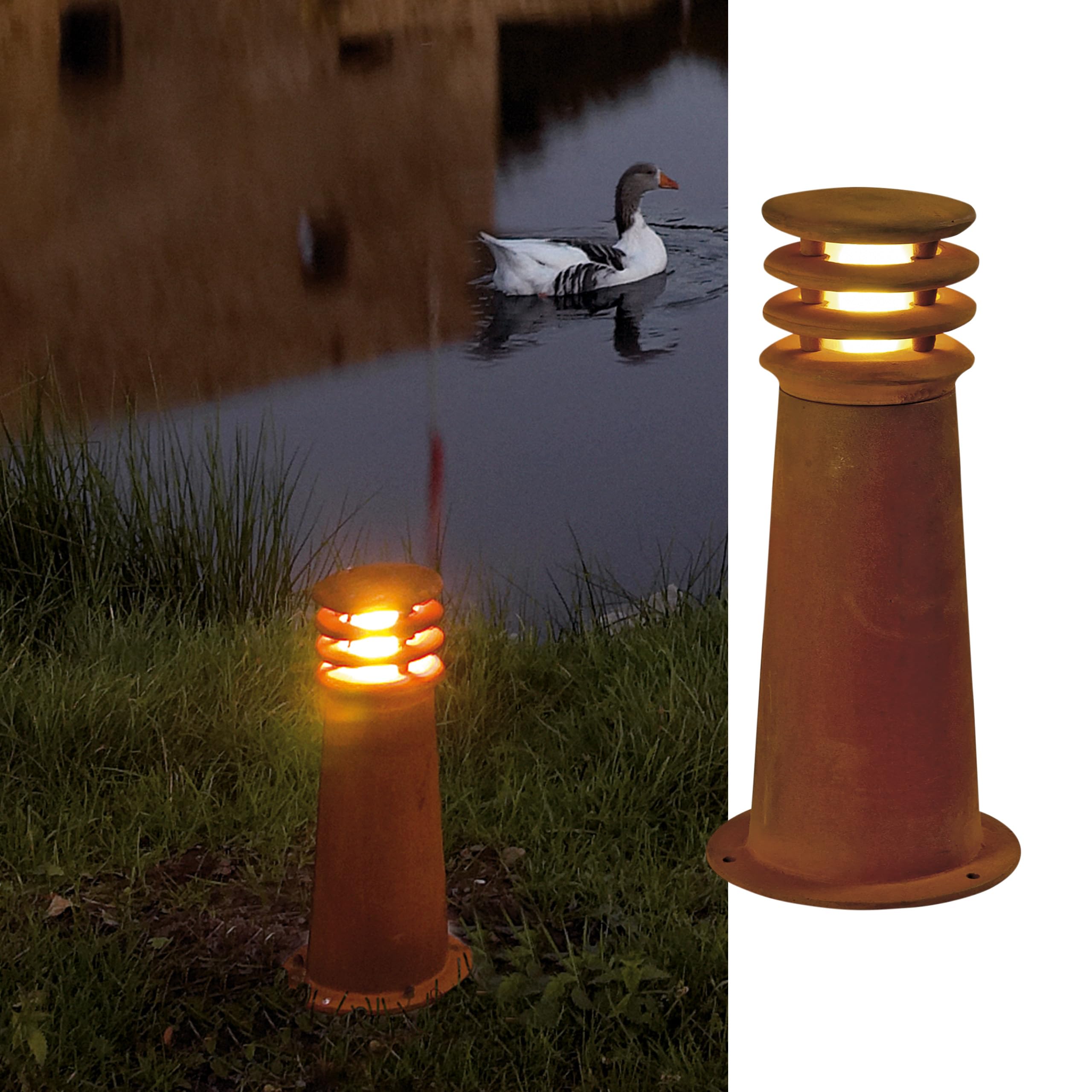 SLV Free-Standing lamp Rusty 40 / Outdoor Illumination for Paths, Walls, entrances, LED Outdoor Garden lamp / E27 IP55 11W Rust, 40cm Höhe