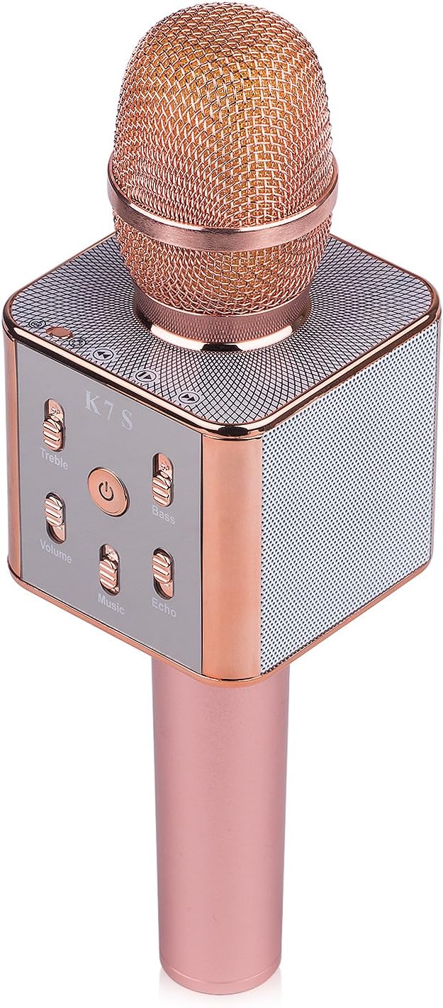 All in One Handheld Bluetooth Karaoke Microphone-Premium Built-in Mega Bass Speaker-Professional Tuning Buttons-Works as Wireless Microphone and Bluetooth Speaker- Compatible for Phone and Tablets