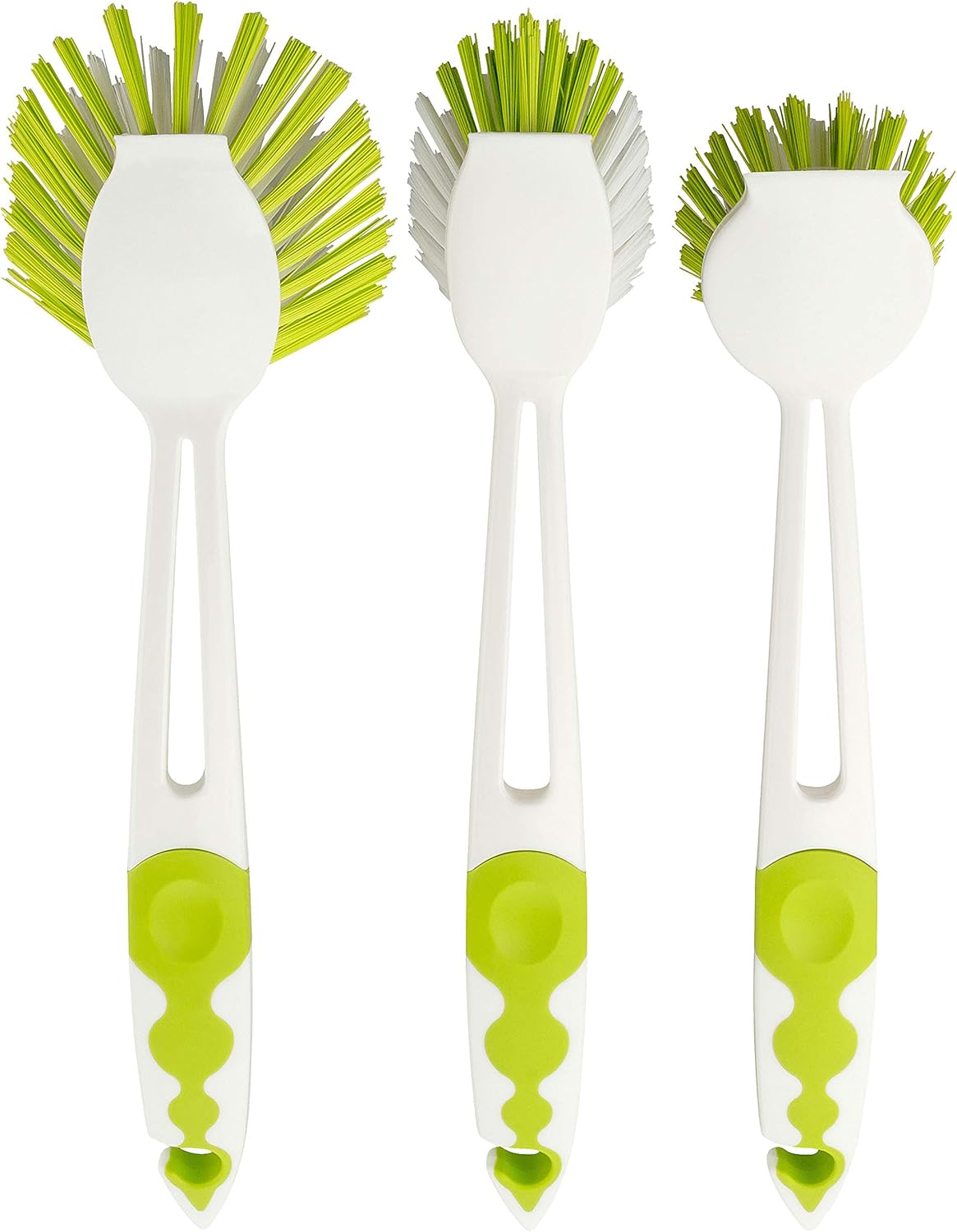 Premium 3er Spülbürstenset in mehreren Ausführungen und Farben | Topfbürste | Spülbürste | Gläserbürste | Mixtopfbürste für alle gängigen Thermokocher | - Made in Germany - (Limegreen)