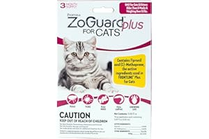 ZoGuard Plus Flea and Tick Prevention for Small Cats – Flea & Tick Prevention for Cats Over 1.5lbs (3 Doses)