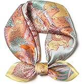 SHIROUYU 100% Mulberry Silk Scarf 21 "x 21" Square - Neck Scarf - Women Men Small Square Pocket Scarf - With Gift Packed