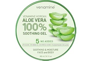 VENAMINE Korean Aloe Vera Soothing & Moisture Gel 100% For Face And Body organic pure aloe vera gel 300ml