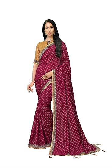 COTTON SHOPY Womens Cotton Blend Saree With Unstitched Blouse Piece (4048_Magenta)