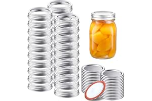 Mason Jar Lids, 60 PCS Canning Lids and Bands, Split-Type Leak Proof Jar Lids for Ball or Mason Jars (70 mm, Silver)