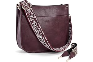 HKCLUF Crossbody Bags for Women Trendy Vegan Leather Hobo Handbags With 2PCS Adjustable Guitar Strap Shoulder Bucket Bags