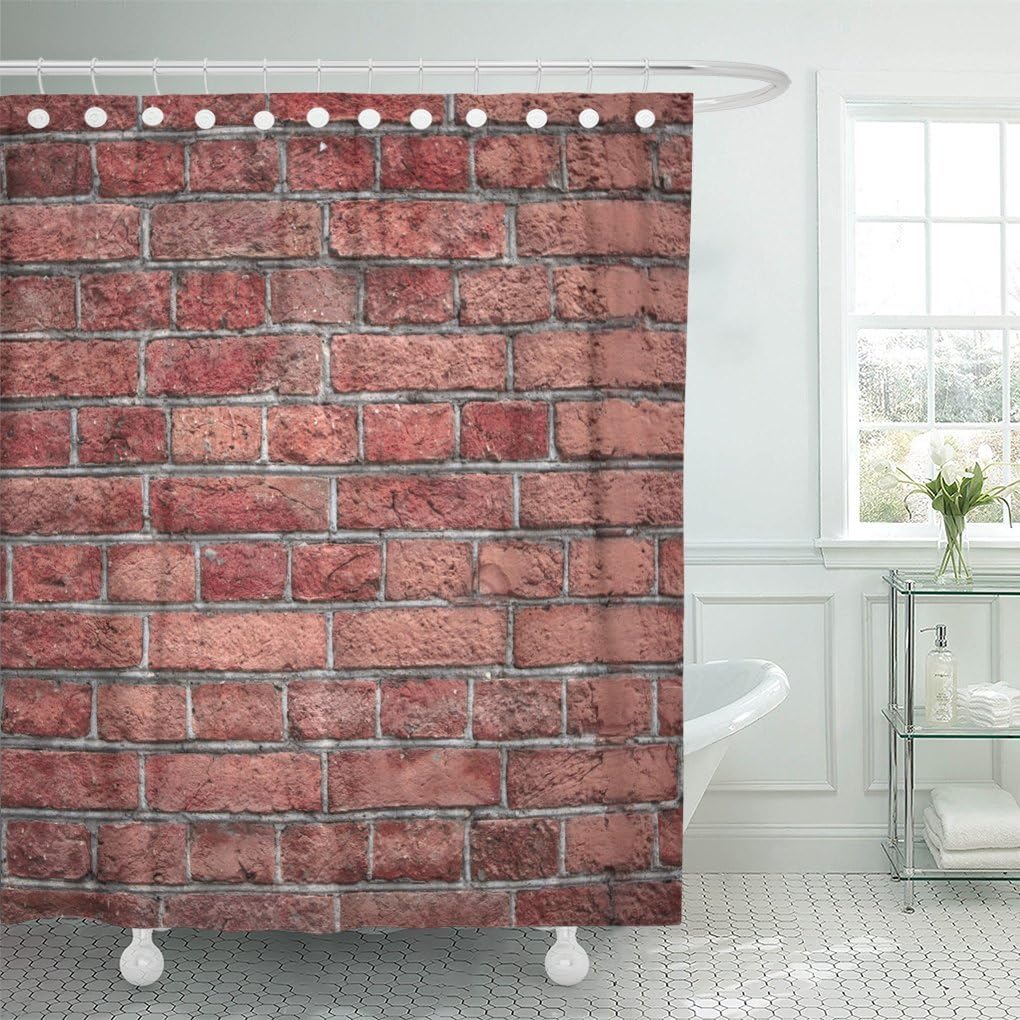 Amazon Com Emvency Shower Curtain Old Dark Red Brown Of Brick