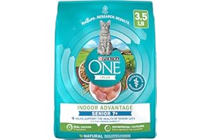 Purina ONE High Protein, Natural Senior Dry Cat Food, Indoor Advantage Senior+ - 3.5 lb. Bag