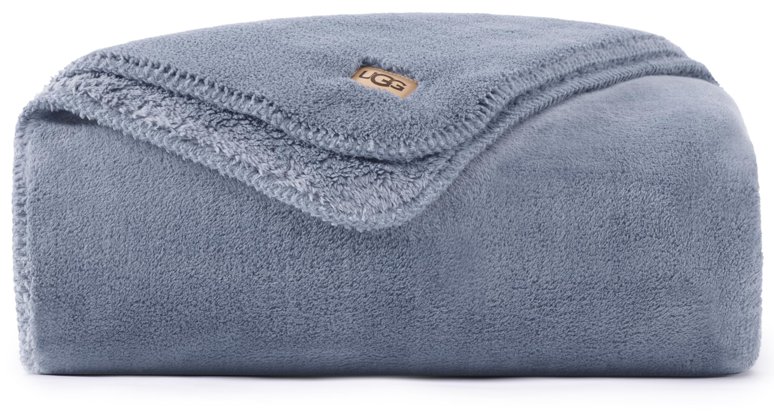 UGG Whitecap Twin Blanket, Soft Cozy Fleece Blanket for Bed, Luxury Fluffy Oversized Throw for Couch, Washable Twin XL Bedding, Dorm Essentials, 66" x 90", Denim Blue