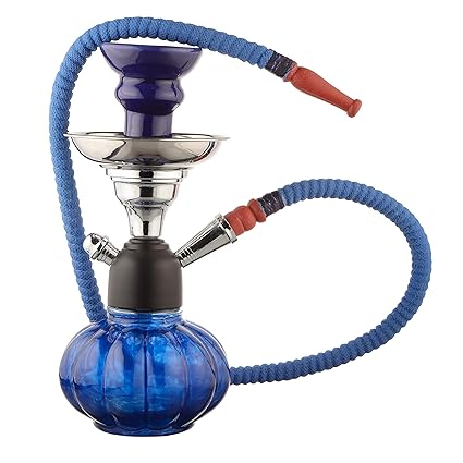 Metier 9.5 Inch Tall Glass Hookah Smoking Hookah with Metal Ash Catcher and Ceramic Chillum/Hookah Bowl.