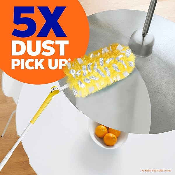 SWIFFER DUSTER HEAVY DUTY DUSTING KIT, CLEANING SUPPLIES, 3 FT EXTENDED HANDLE, 1 DUSTER, 12 REFILLS