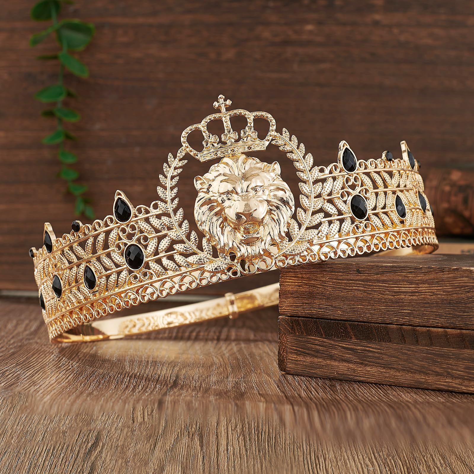 JITINX King Crown and Birthday Sash, King Crown for Men,Gold Men's Tiara Prince Diadem,Royal Medieval Cosplay Birthday Prom Halloween Hair Accessories