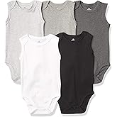 HonestBaby baby-boys Sleeveless Bodysuits One-piece 100% Organic Cotton for Baby Boys, Girls, Unisex
