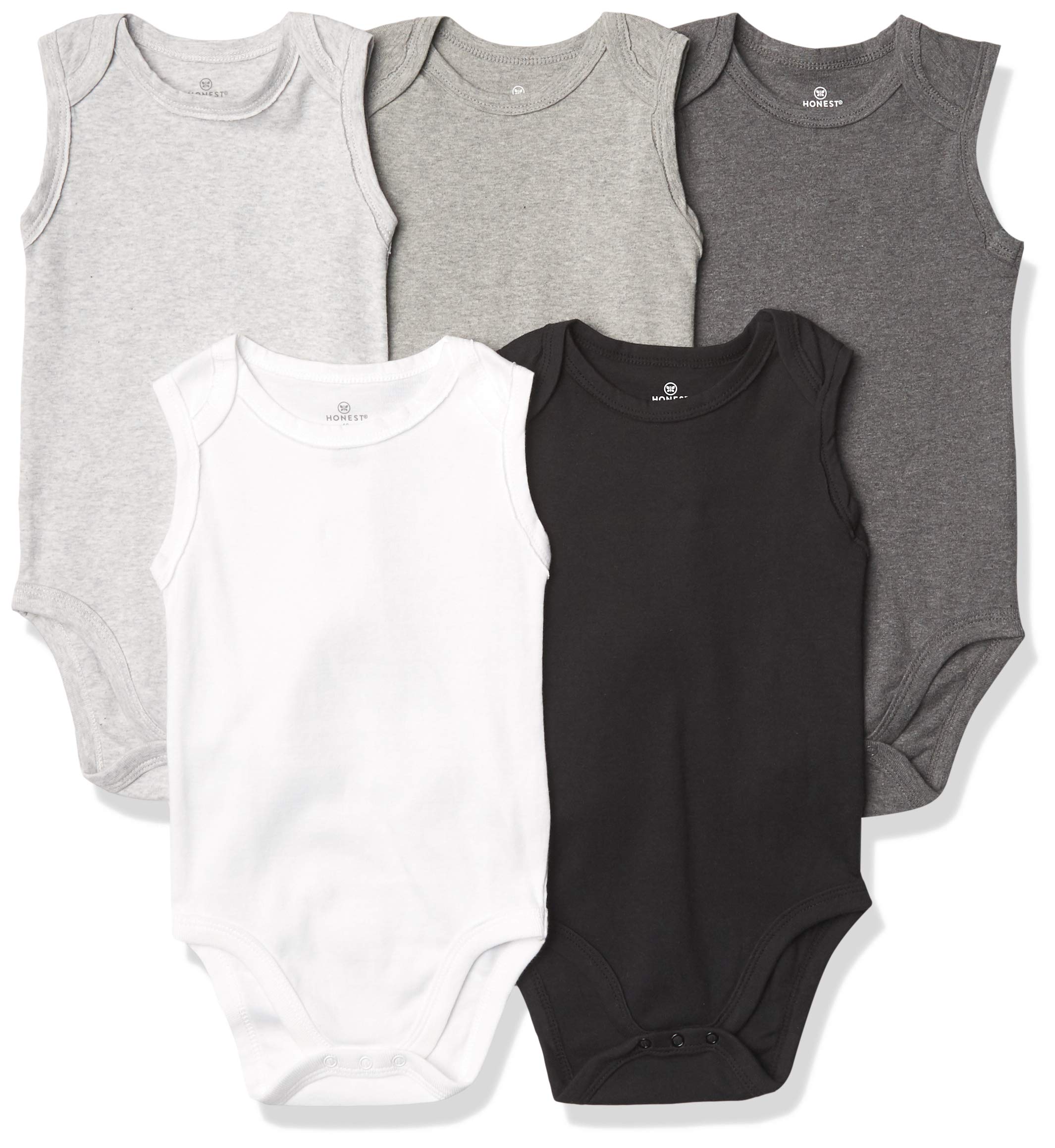 HonestBaby Sleeveless Bodysuits One-piece 100% Organic Cotton for Baby Boys, Girls, Unisex, Gray Ombre, 0-3 Months