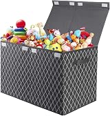 VERONLY Large Kids Toy Storage Box Chest, Foldable Fabric Organizer Grey