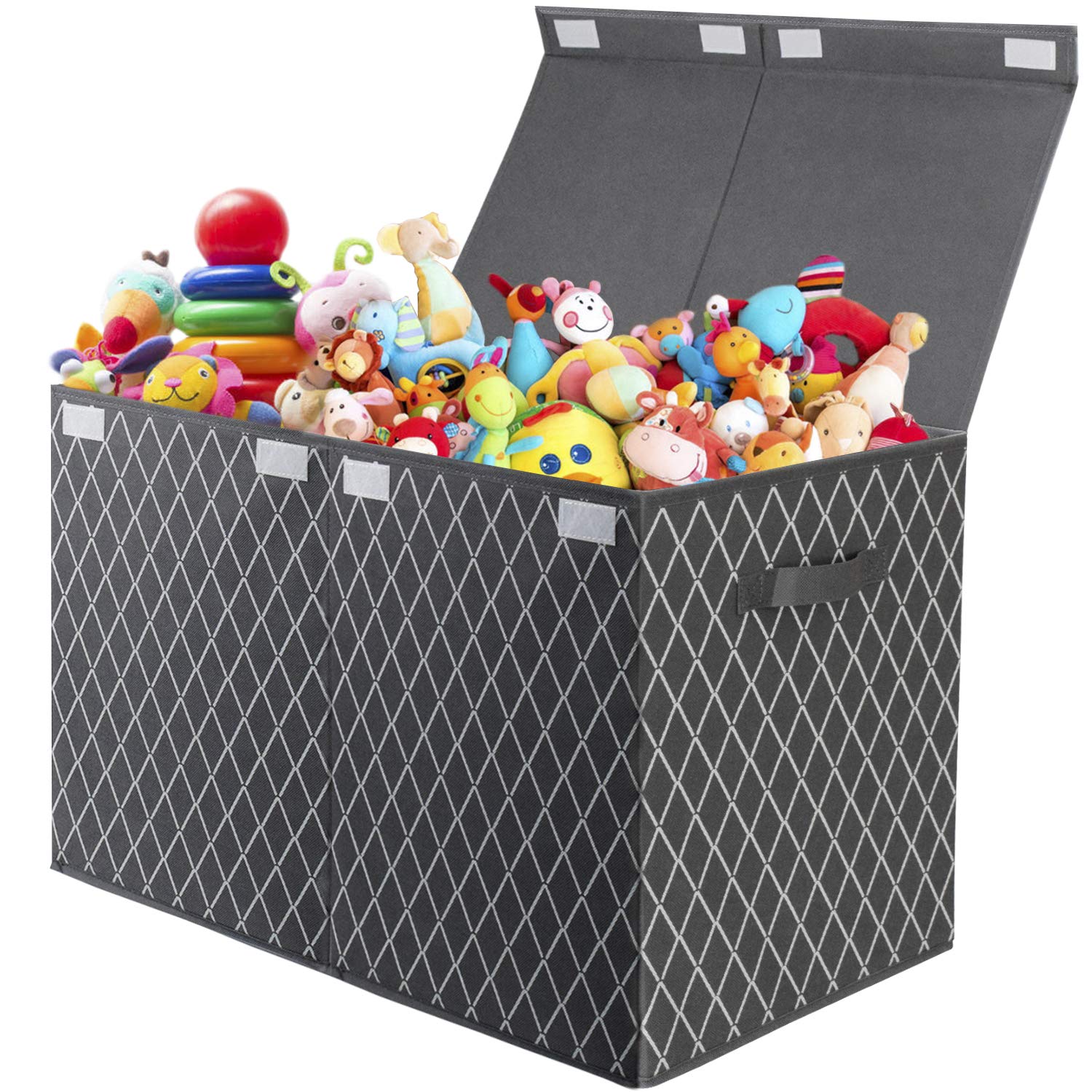 VERONLY Toy Storage Boxes for Boys Large Kids Chest, Foldable Fabric Storage Box Basket Organzier with lid and 2 handles for Toys,Books,Blankets,Clothes (Grey)