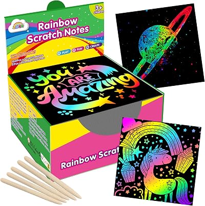 ZMLM Scratch Art Notes 165 Pieces Rainbow Scratch Paper 3.5x3.5 in