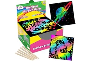 ZMLM Rainbow Scratch Mini Art Notes - 165 Magic Paper Pads Cards Sheets for Kids Black Crafts Arts DIY Party Favor Supplies K