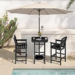 SERWALL 4 Pieces Outdoor Patio Bar Set with 9ft