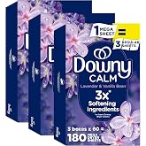 Downy Calm Mega Dryer Sheets, Large Fabric Softener Sheets for Laundry , Static Guard &amp; Softness Boost, Laundry Dryer and Fabric Sheets, 180 Count