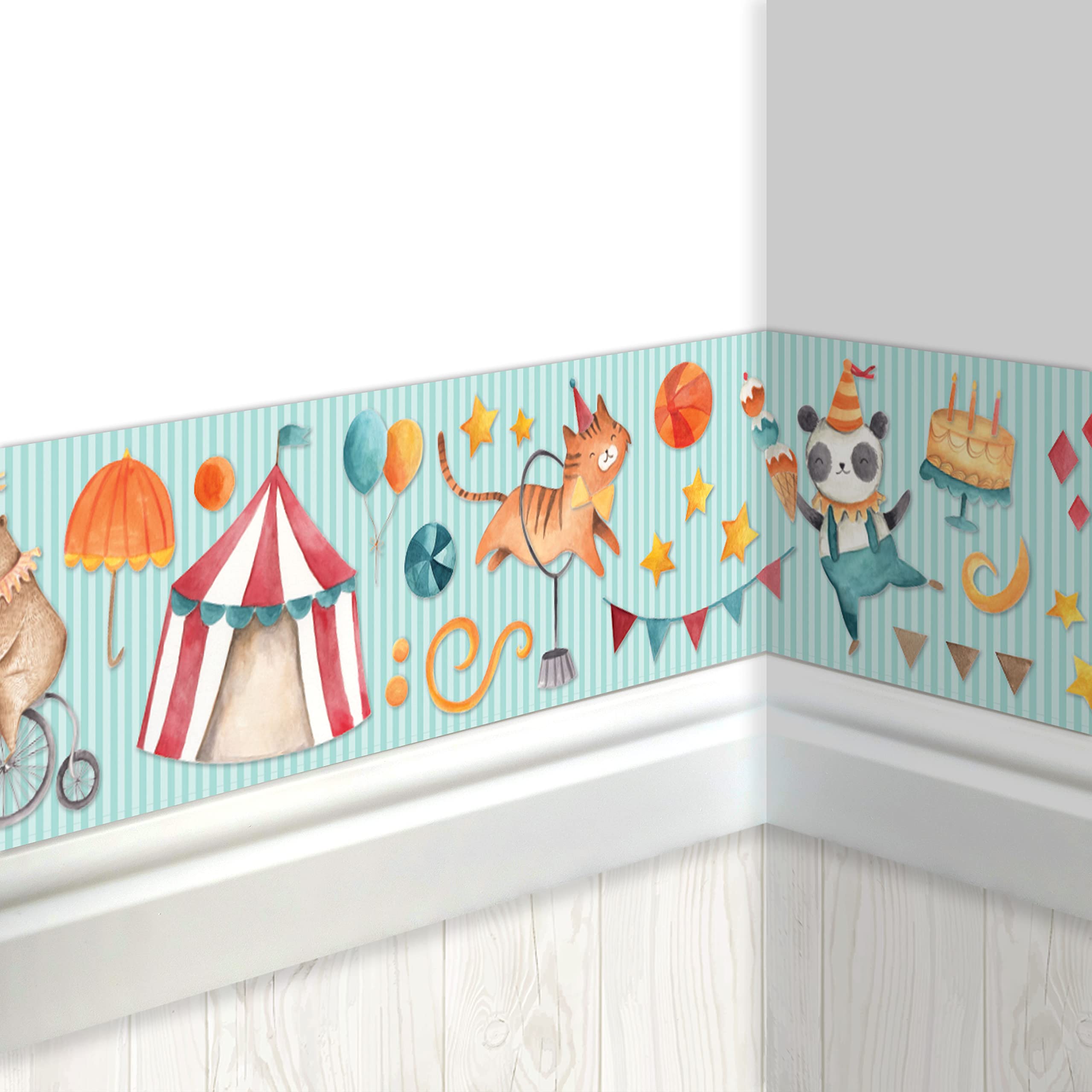 Papierdrachen Children's Border, Circus, Border, Children's Room, Wallpaper for Children, Beautifying Walls and Themed Rooms, Wall Decoration for Boys and Girls, Set of 3