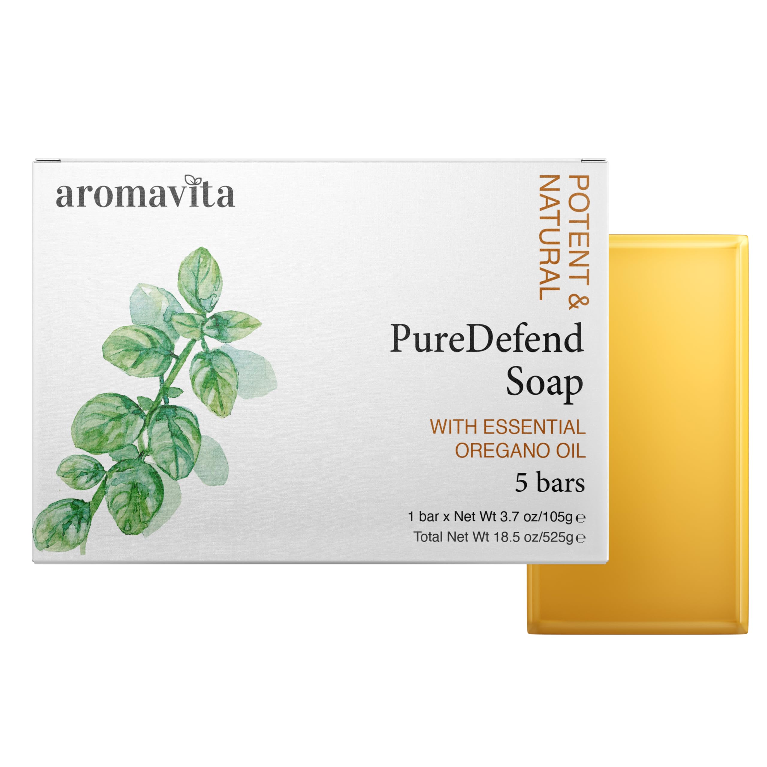 Aromavita Oregano Oil Soap Bar - Natural Cleansing Soap for Acne, Eczema, Foot & Nail Care – Body & Hand Wash, 5-Pack