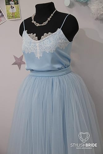 sky blue tulle dress