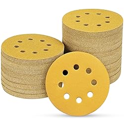 POTUINOM 100PCS 5 Inch 8 Hole Sanding Discs 180