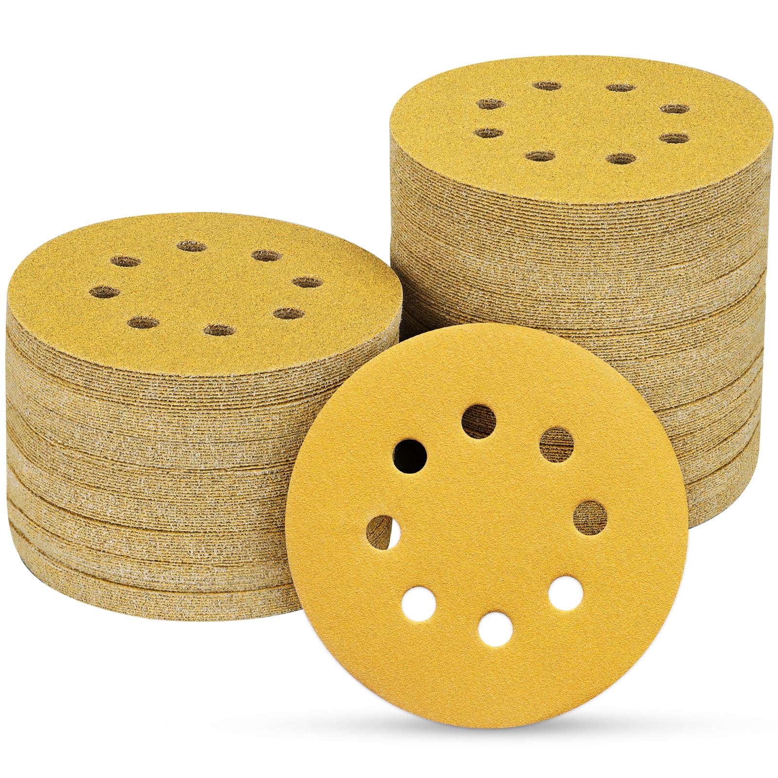 POTUINOM 100PCS 5 Inch 8 Hole Sanding Discs 180