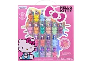 TOWNLEY GIRL Hello Kitty Non-Toxic Peel-Off Water-Based Safe Quick Dry Nail Polish Set for Girl Kids Ages 3+, Perfect for Birthday Gift Parties, Sleepovers & Makeovers, 18 Pcs