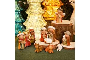 Osfvn Nativity Scene Sets 11 Piece Mini Tabletop Figurine Decor for Christmas, Indoor Home Decoration