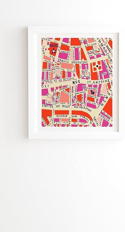 Amazon Com Deny Designs Holli Zollinger Paris Map Pink Framed Wall Art 14 X 16 5 Posters Prints
