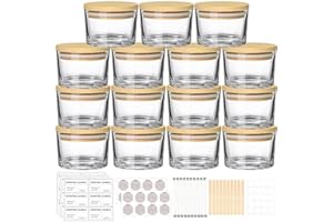 SUPMIND 4oz Clear Candle Jars (15 Pack) - Small Wide Mouth Glass Jars with Bamboo Lids, Ideal for Candle Making Business