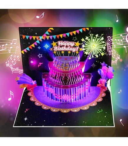 Birthday Card Musical With Blowable Candle & LED Lights - 3D Pop-Up ...