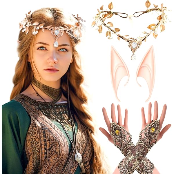 Amazon.com: JeVenis Black Renaissance Elf Headpiece with Ears and