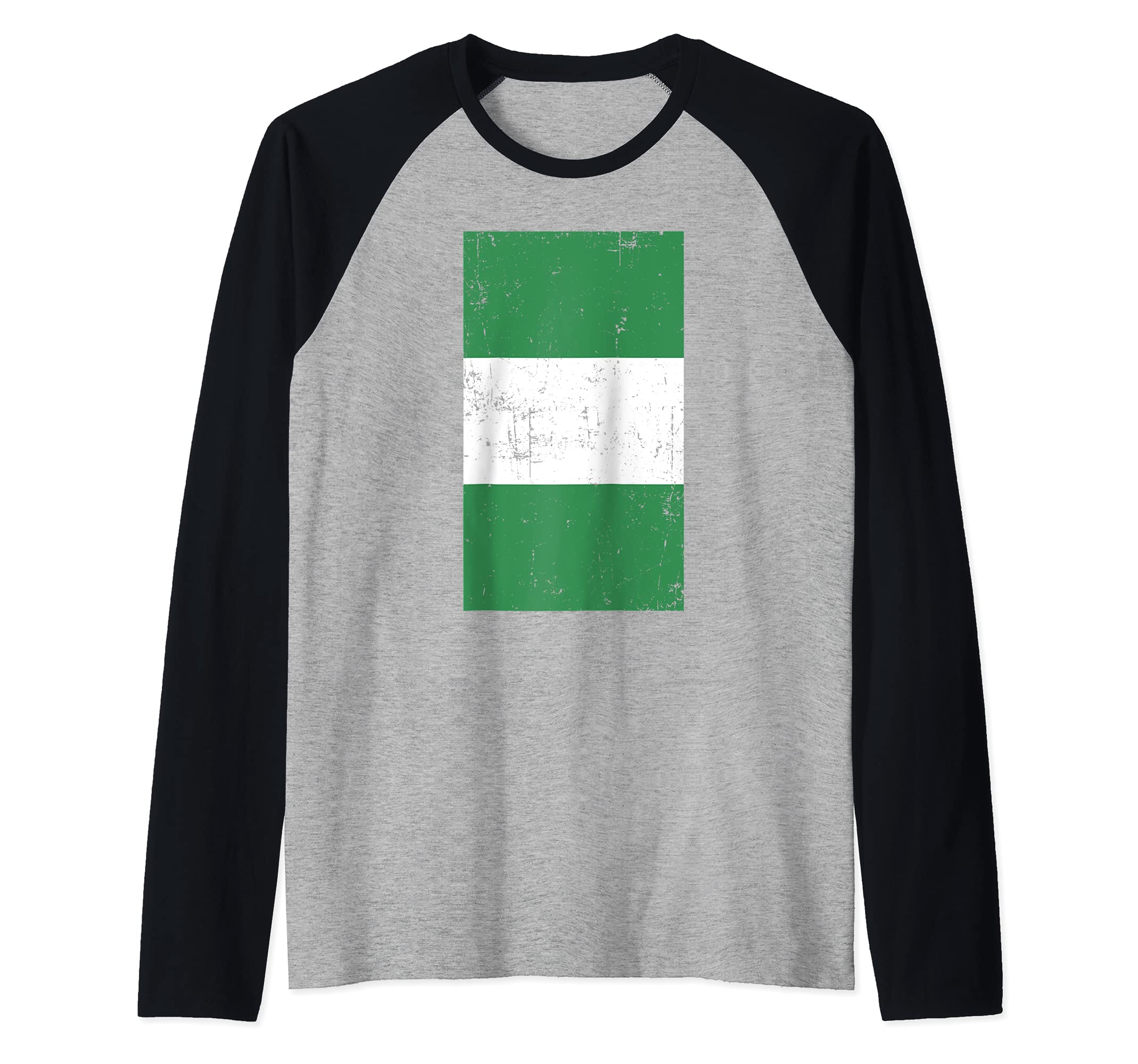 Nigeria West Africa Abuja Distressed Flag Raglan Baseball Tee