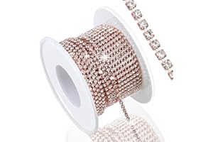 Dowarm 10 Yards 2MM Crystal Rhinestone Close Chain Trim for Sewing Crocs Shoes Clothes Cups, SS6 Claw Rhinestone Chain for Cr