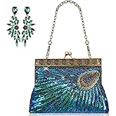 SilTriangle Peacock Purses Earrings Peacock Clutch Bags Dangle Earrings Women's Evening Handbags for Valentine's Day Parties