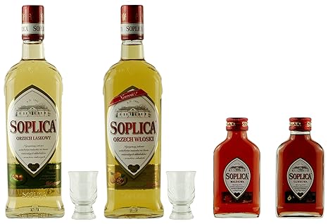 AKTION: 1x Soplica Haselnuss + 1x Soplica Walnuss + 2x Free Shot Glas + 1x Soplica Himbeere (klein) + 1x Soplica Pflaume (kle