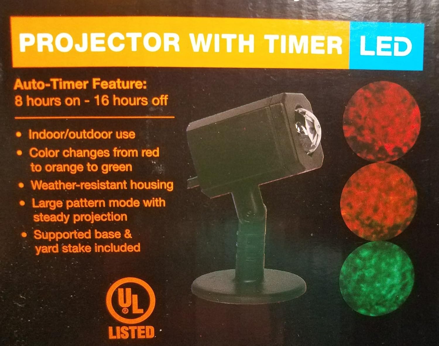 LED Color Changing Spotlight Projector with Timer Red Green and