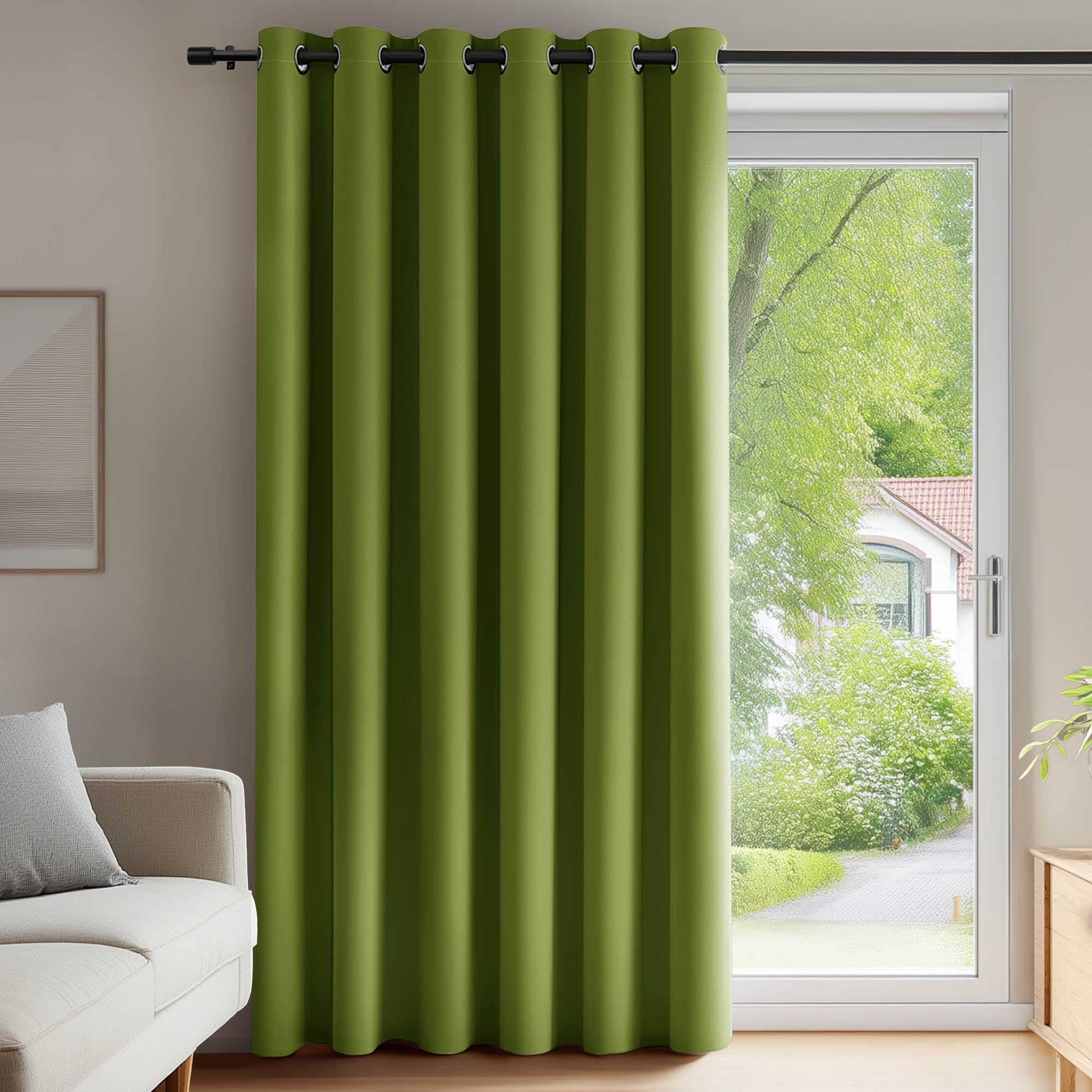 Deconovo Room Darkening Curtains Super Soft Window Treartment Thermal Insulated Top Ring Energy Saving Window Curtains Decorative Blackout Curtains for Girls 78x114 Inch Grass 1 Panel