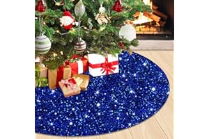 WUPIOS Blue Xmas Tree Skirt Glitter Sequin Christmas Tree Skirt 36 Inches Sequin Embroidered Velvet Christmas Skirt Tree Royal Blue Tree Skirts Sparkle Skirt for Artificial Xmas Tree Decorations