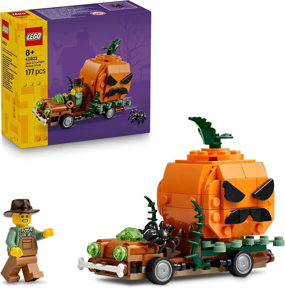 LEGO Jack-O-Lantern Pickup Truck Toy Halloween Kit 40822 Pumpkin Head Farmer